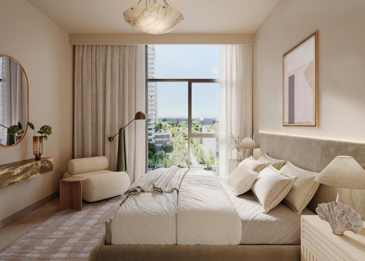 Chambre principale d’un appartement du projet Terra Heights à Expo City Dubai