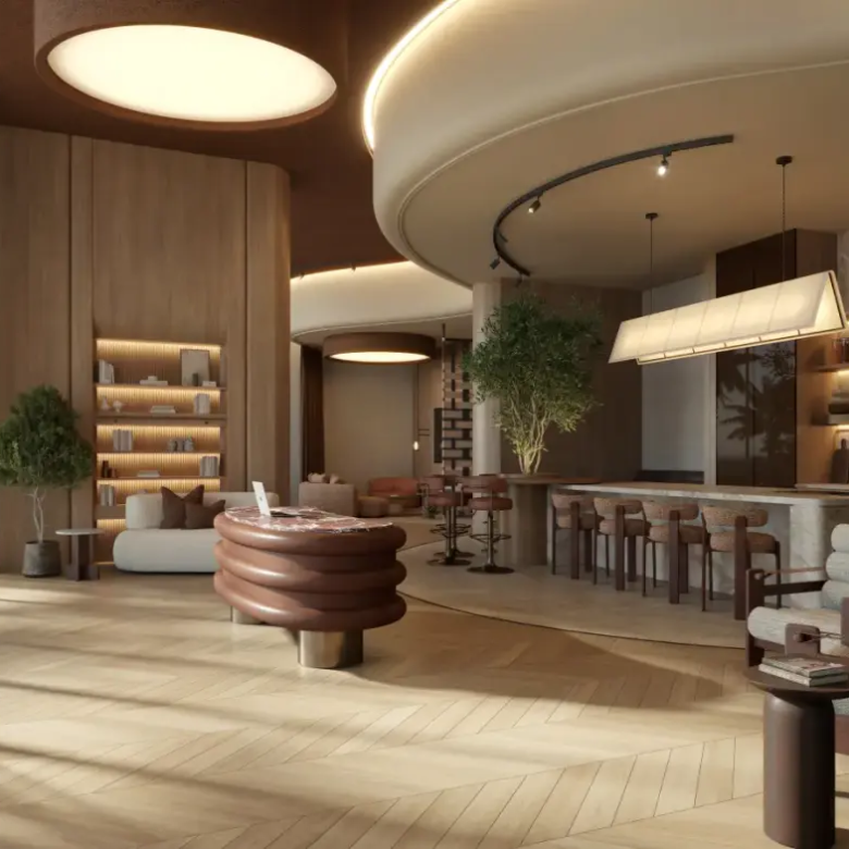 Lobby résidentiel et espace lounge The Row Saadiyat