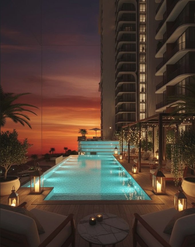 Piscine rooftop The Central Uptown Arjan Dubaï résidence Aqua Developments investissement locatif