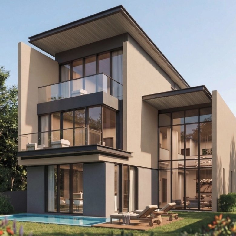 Sobha City Abu Dhabi villa contemporaine avec architecture moderne et grandes baies vitrées