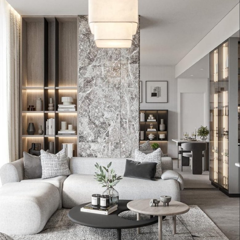 Salon appartement The Central Uptown Arjan Dubaï intérieur moderne investissement locatif Aqua Developments