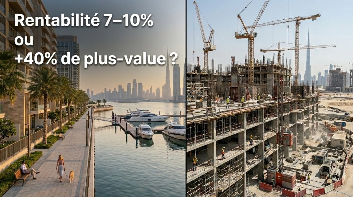 investir à dubai immobilier comparaison rentabilité vs plus value projet fini vs chantier