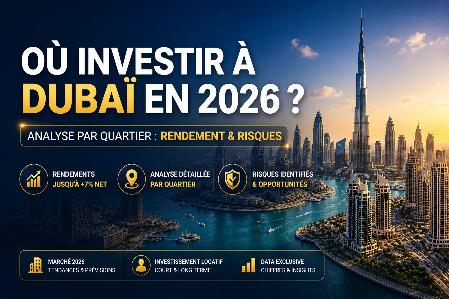Investir à Dubaï en 2026 : analyse des meilleurs quartiers avec rendement locatif jusqu’à 7% et risques du marché immobilier